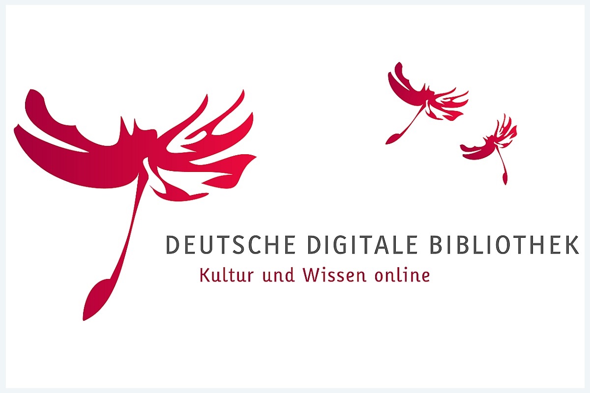 Logo Deutsche Digitale Bibliothek Rote Pusteblumen mit Schriftzug "Deutsche Digitale Bibliothek. Kultur und Wissen online."