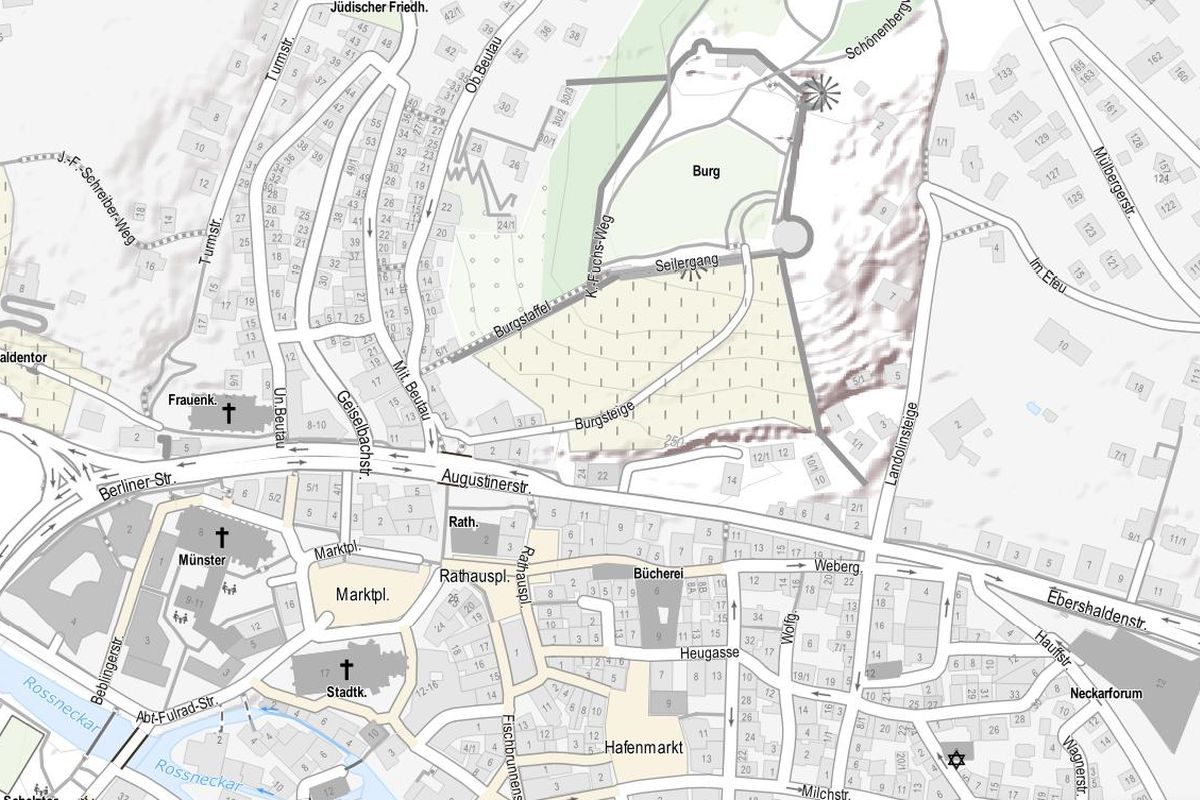 Stadtplan Ein Ausschnitt aus dem Stadtplan zeigt Marktplatz, Rathausplatz, Hafenmalrkt und Burg.