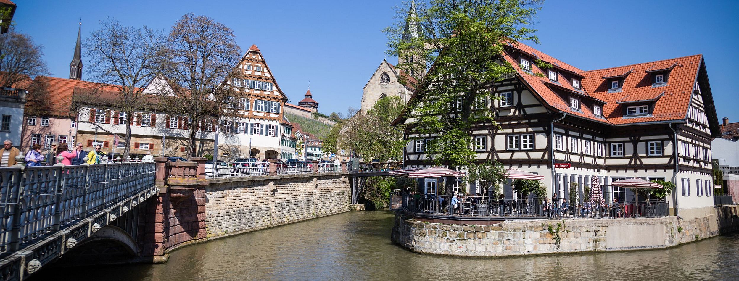 Alte Zimmerei, Agnesbrücke, Blick Richtung Marktplatz und Burg
