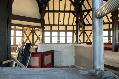 Baugerüst im Innern des Dicken Turms