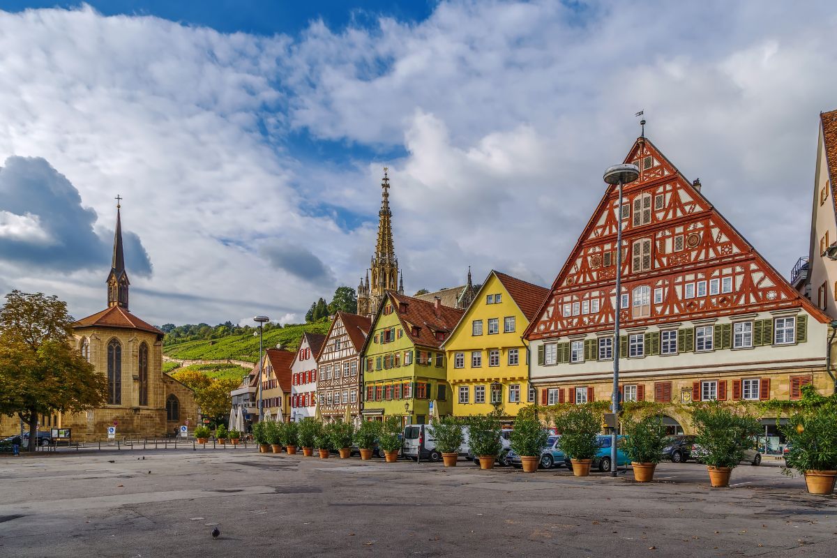 Blick auf den Marktplatz mit Kielmeyerhaus und Münster St. Paul