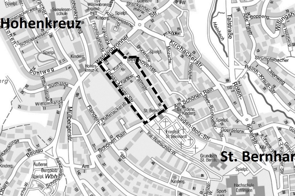 Übersichtsplan mit Lage des Plangebietes im Stadtgebiet