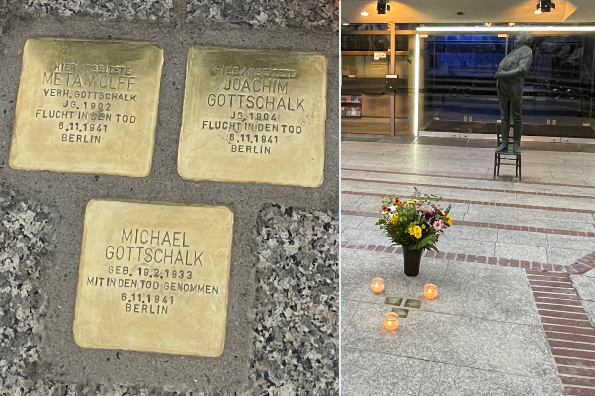 Die Stolpersteine für die Familie Gottschalk vor der WLB